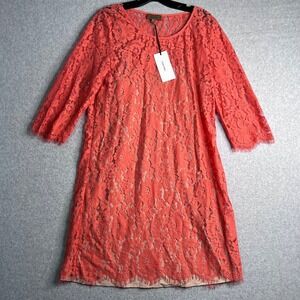 Kachel Dress Womens 8 Floral Lace Lined Knee Length Shift NWT